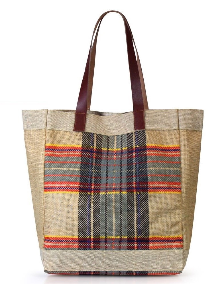Plaid Jute Tote Bags (JT-PLAID) - C&K Import Designs